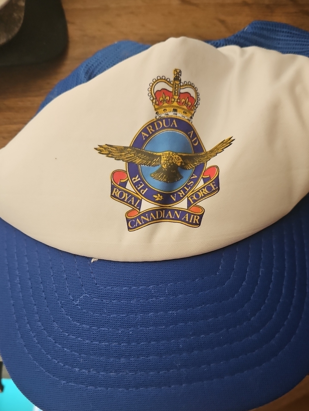 VTG Royal Canadian Air Force Blue White Baseball Cap Mesh Trucker Snap Back Foam